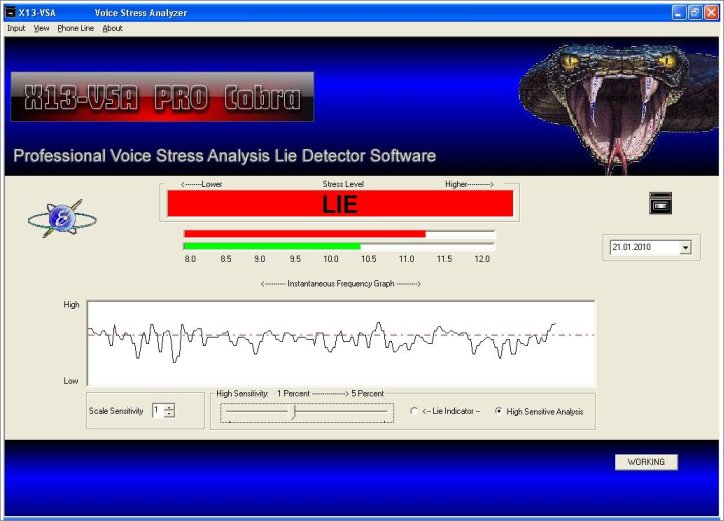 X13-VSA PRO Cobra Version Voice Lie Detector Software App